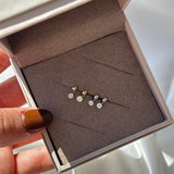 Solitaire Diamond Drop Flat Back Stud Earrings in Solid 14k White Gold