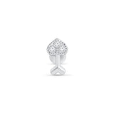 Diamond Heart Cupid's Arrow Flat Back Stud Earrings in Solid 14k White Gold