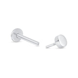 Gold Disc Flat Back Stud Earrings in Solid 14k White Gold