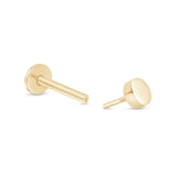 Gold Disc Flat Back Stud Earrings in Solid 14k Yellow Gold