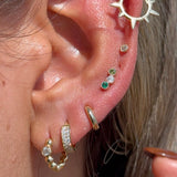 Gemstone Flat Back Stud Earrings Milgrain Set in Solid 14k Yellow Gold