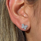 Diamond Pavé Butterfly Screw Back Earrings in Solid 14k White Gold