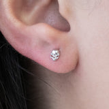 Sassy Skull Flat Back Stud Earringss in Solid 14k White Gold