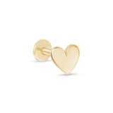 Gold Heart Flat Back Stud Earring