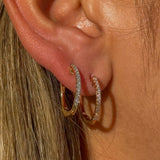 Dainty Diamond Hoop Earrings in Solid 14k Yellow Gold