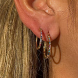 Rainbow Pavé Studded Hoop in Solid 14k Yellow Gold