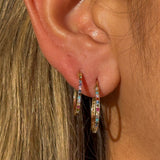 Rainbow Pavé Studded Hoop in Solid 14k Yellow Gold
