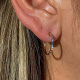 Rainbow Pavé Studded Hoop in Solid 14k Yellow Gold