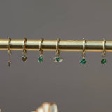 Hoop with Heart Charm in Solid 14k Yellow Gold