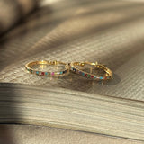 Rainbow Pavé Studded Hoop in Solid 14k Yellow Gold