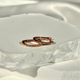 Dainty Diamond Hoop Earrings in Solid 14k Yellow Gold
