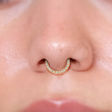 Gemstone Studded Eternity Clicker Hoop in Solid 14k Rose Gold