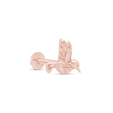 Hummingbird Flat Back Stud Earrings in Solid 14k Rose Gold