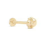 Sassy Skull Flat Back Stud Earrings in Solid 14k Yellow Gold