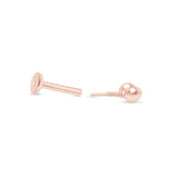 Double Ball Flat Back Stud Earrings in Solid 14k Rose Gold