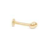 Double Ball Flat Back Stud Earrings in Solid 14k Yellow Gold