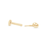 Double Ball Flat Back Stud Earrings in Solid 14k Yellow Gold