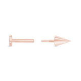 Spike Flat Back Stud Earrings in Solid 14k Rose Gold