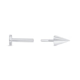 Spike Flat Back Stud Earrings in Solid 14k White Gold