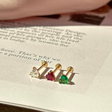 Stone Heart Flat Back Stud Earrings in Solid 14k Yellow Gold