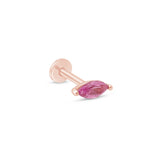 Marquise Pink Tourmaline Flat Back Stud Earrings in Solid 14k Rose Gold