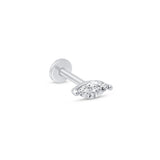 Marquise Stone Flat Back Stud Earrings in Solid 14k White Gold