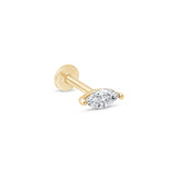 Marquise Gemstone Flat Back Stud Earrings in Solid 14k Yellow Gold