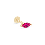 Marquise Pink Ruby Flat Back Stud Earrings in Solid 14k Yellow Gold