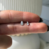 Pear Gemstone Flat Back Stud Earrings Bezel Set in Solid 14k White Gold