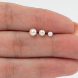 Pearl Flat Back Stud Earrings Flat Back Stud Earrings in Solid 14k White Gold