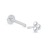 Trinity Beaded Cluster Flat Back Stud Earrings in Solid 14k White Gold