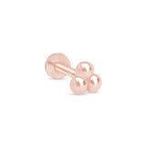 Trinity Beaded Cluster Flat Back Stud Earrings in Solid 14k Rose Gold