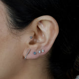 Gold Disc Flat Back Stud Earrings in Solid 14k White Gold