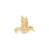 Hummingbird Flat Back Stud Earrings in Solid 14k Yellow Gold