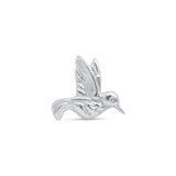 Hummingbird Flat Back Stud Earrings in Solid 14k White Gold