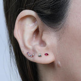 Marquise Pink Ruby Flat Back Stud Earrings in Solid 14k Yellow Gold