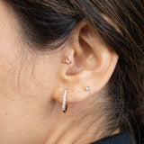 Oval Gemstone Flat Back Stud Earrings in Bezel Set in Solid 14k White Gold