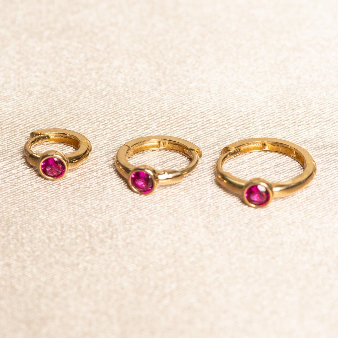 Bezel Set Ruby Huggie in 14k Gold Earrings Estella Collection #product_description# 18369 14k Birthstone cartilage hoop #tag4# #tag5# #tag6# #tag7# #tag8# #tag9# #tag10# 6mm Single Hoop