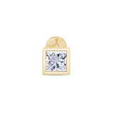 Princess Cut Gemstone Flat Back Stud Earrings Bezel Set Solid 14k Yellow Gold