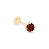 Garnet Cartilage Flat Back Stud Earrings in Solid 14k Yellow Gold