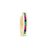 Multicolor Huggie Earring in Solid 14k Yellow Gold
