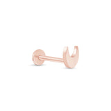 Crescent Moon Flat Back Stud Earrings in Solid 14k Rose Gold