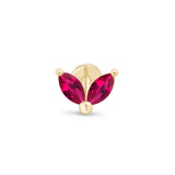 Ruby Double Marquise Flat Back Stud Earrings in Solid 14k Yellow Gold