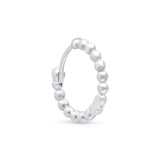 Bubble Beaded Hoop Earring in Solid 14k White Gold