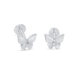 Butterfly Flat Back Stud Earrings Flat Back Stud Earrings in Solid 14k White Gold