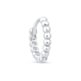 Bubble Beaded Hoop Earring in Solid 14k White Gold