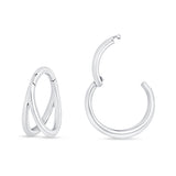 Twin Band Statement Hoop in Solid 14k White Gold