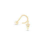 Diamond Spike Charm Illusion Hoop Ballback Earring in Solid 14k Yellow Gold