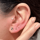 Ball Flat Back Stud Earrings in Solid 14k Yellow Gold