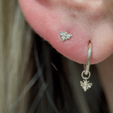 Hoop with Bee Charm in Solid 14k Yellow Gold